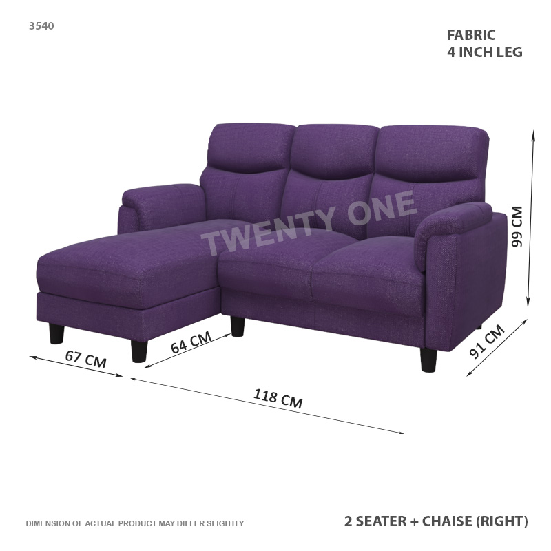 3540 2+L  471-39- 2 SEATER WITH CHAISE FABRIC SOFA 1B RIGHT-1